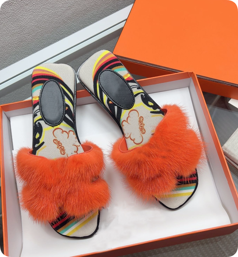2026s Top Quality Flats Women Sandal Slide Flats mink sandals fur slippers shoes slides mules womens oran fur sandals 35-43EU Box