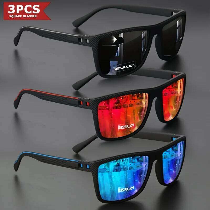 New Square Frame Polarized Sunglasses With High Quality Spring Hinges Multi Color Coated Lenses For Vacation 45 Driving 89 Fishing And UV Sunshade