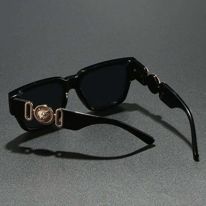Sunglasses Bold Square Frames With Lion Head Hardware Decoration Dark Lenses For Women Daily Commute Streetwear Fashion Gift