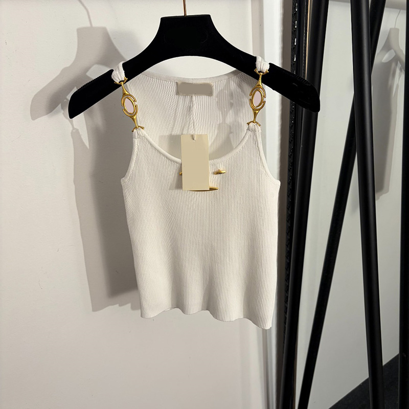 Women Vintage Gold Chain Strap Knit Tank Top Y2K Summer Date Party Outfits
