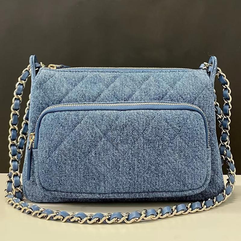 Hot denim designer bag shoulder camera purse genuine leather cowhide zip closure retro style high quality postman bags luxury brand tote ladies c