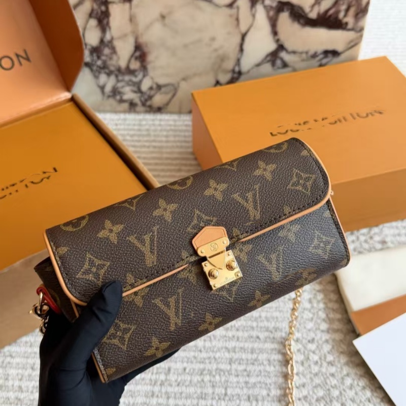 Hot-selling Brand designer bag Luxury Vintage Monogram Crossbody Wallet Bag, Women's Canvas Chain Shoulder Purse with Flap Lock