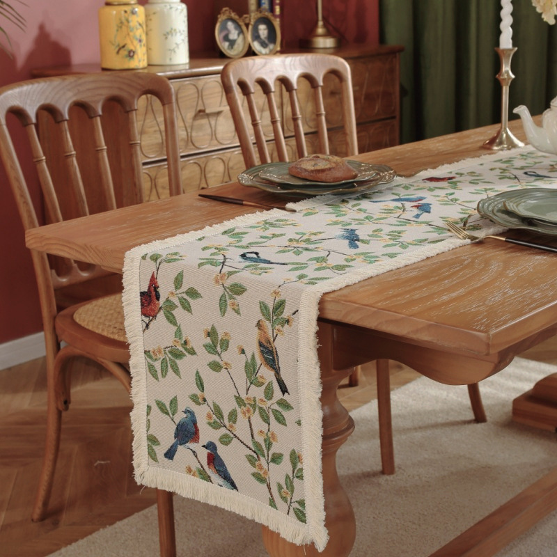 Table Sen Series TV Cabinet Coffee Table Long Tablecloth Runner Cotton Thread Tablecloth-image-1100293458