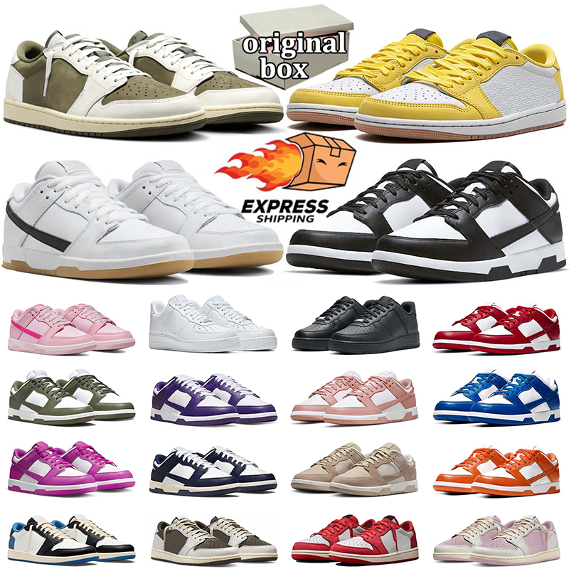 Original Box Designer Sport Shoes for Men Women 1 Basketball Sneaker Medium Olive Panda Reverse Mocha Velvet Brown Outdoor Sports Mens Trainer Sneak