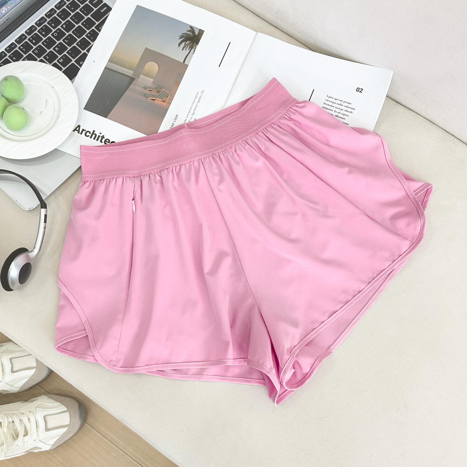 A166 Hot Women Yoga Shorts Outfits With Exercise Fitness Wear Short Pants Girls Running Elastic Pants Sportswear Pockets-image-1100352339