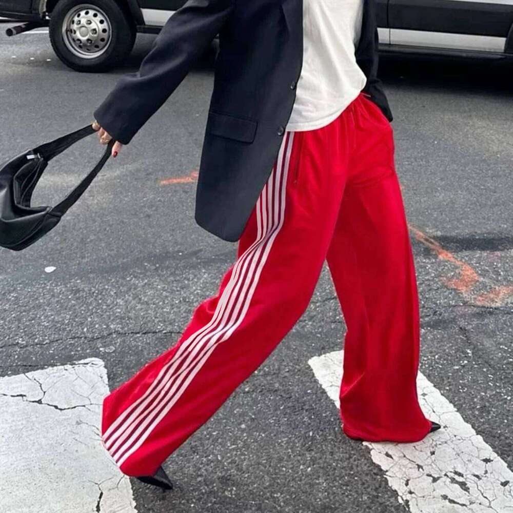 Puloru Women S Striped Sweatpants Elastic Waist Loose Fit Straight Leg Casual Long Trousers With Pockets For Streetwear Sweatpants Casual Pants Stra