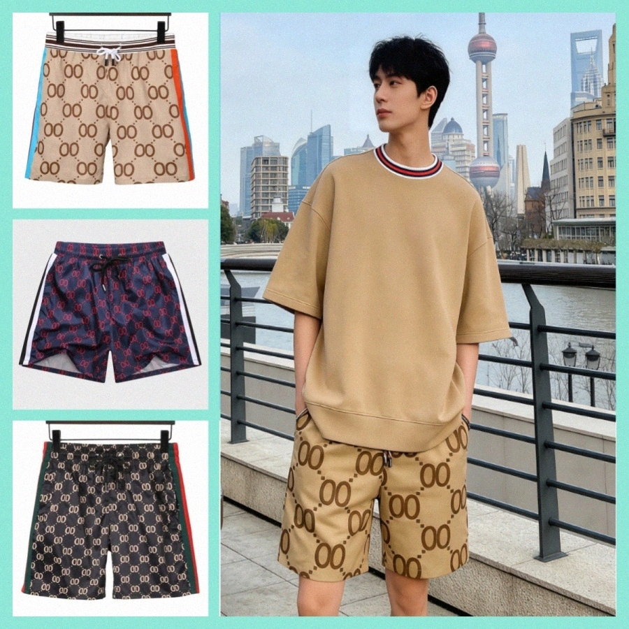 summer shorts GGFen Designer denim shorts oversized vintage high waisted loose quick dry breathable cotton elastic waist plus size y2k streetwear sh