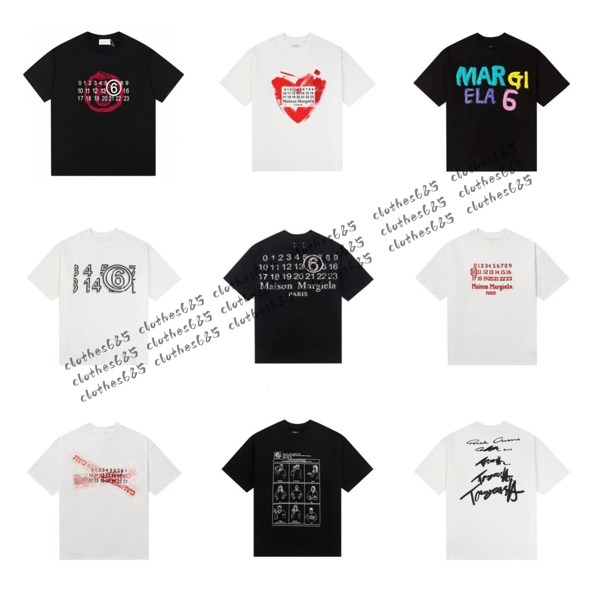 Designer maisonss margeilass shirts T Shirt Mens Tshirt Digital Pattern Round Neck Trendy Brand Short Sleeved Shirt maisonss margeilass Fashion men