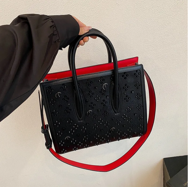 Designer Totes Solid Color PU Letter Shoulder High Quality Rivet Casual Crossbody Large Capacity Tote Bag Shopping Ladies Handbag