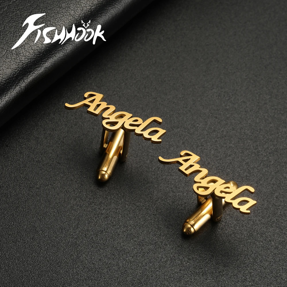 Custom Name Cufflink for Men Woman Personalized Initial Letter for Suit Anniversary Wedding Gift Metal Stainless Steel Jewelry 260403BJ