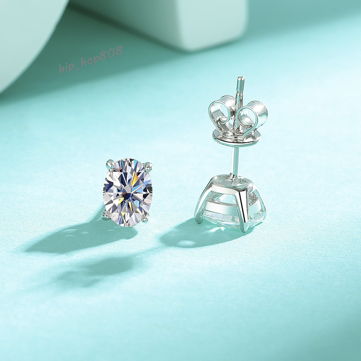 925 sterling silver oval IGI stud earrings, VVS D color, laboratory-grown diamond jewelry, suitable for both men and women, for daily wear, excellen