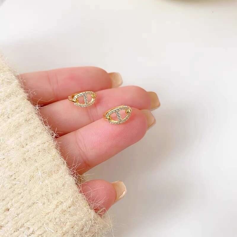 Ear Studs Silver Needles Classic Pig Nose Design Female New Popular Buckle Niche Design High End Ear Care Fashionable Ear Rings Jewelry Designer Lux