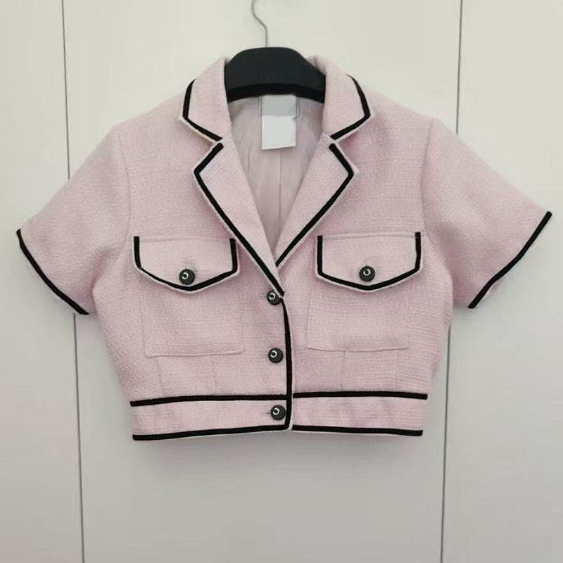 Vintage Brand Women Crop Jacket Designer Letter Buttons Coat Spring Summer Elegant OL Top