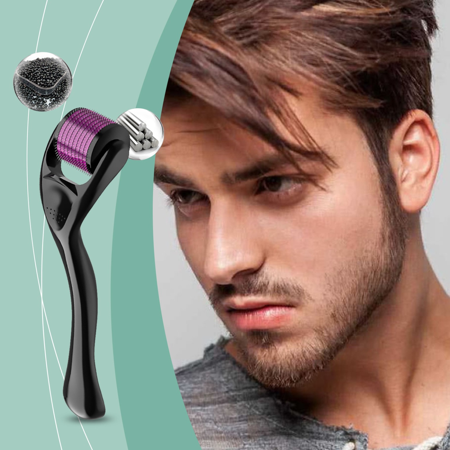 ROSELYNBOUTIQUE Derma Roller for Hair Beard Facial Skin Face Body Scalp 540 Titanium Microneedle for Men Women 0.25mm Cosmetic Beauty Instrument-image-1100417491