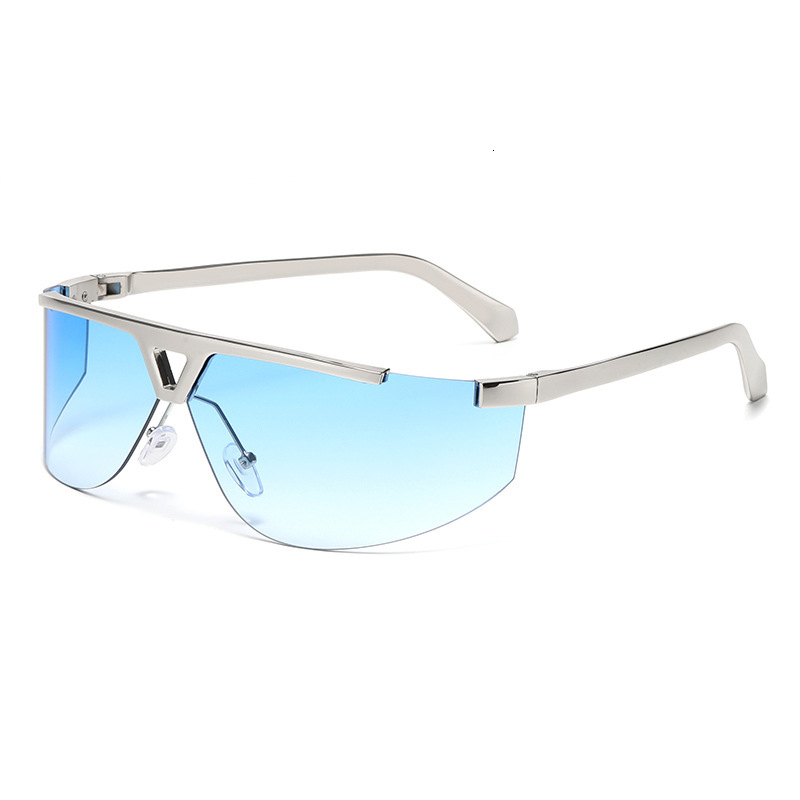 Elite Glasses Femmes carré High Street Elite Hommes Femmes Y2K Sans Cadre Uv400 Lunettes de Soleil Lunettes Mode Rétro Gris Métal Cadre Anti-Ultr