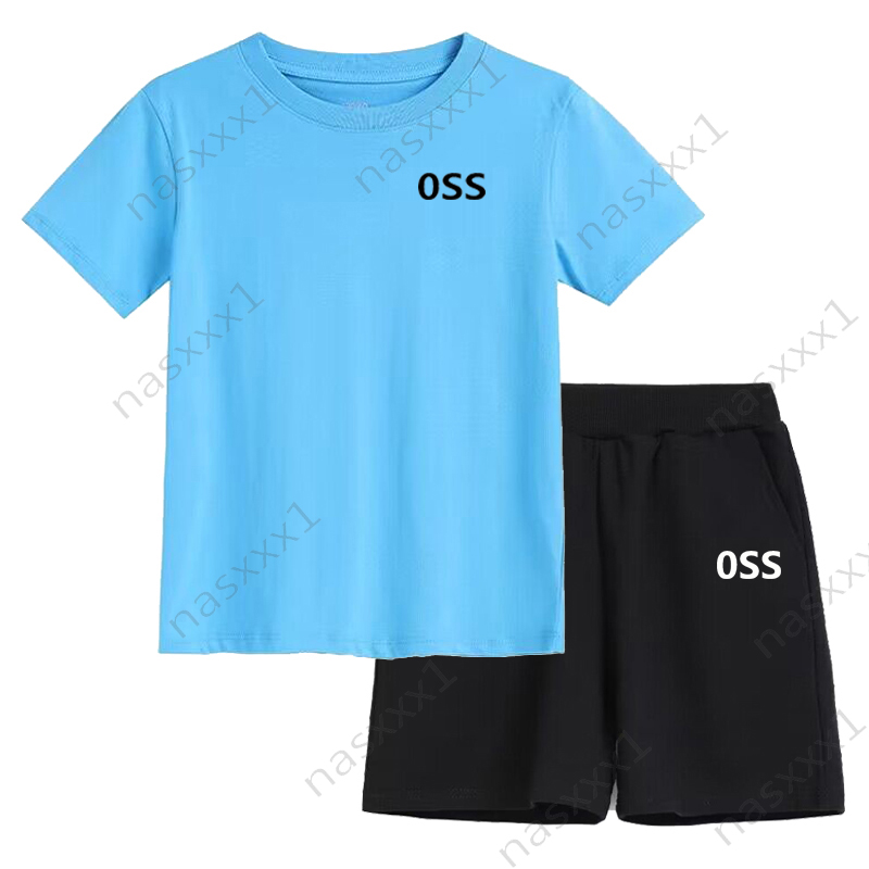 Summer Baby Boy Clothes Set Fashion Children Girls Printed Short Sleeve T-shirts Top and Shorts Bottom Outfits Kid Blue Tracksuits-image-759814913