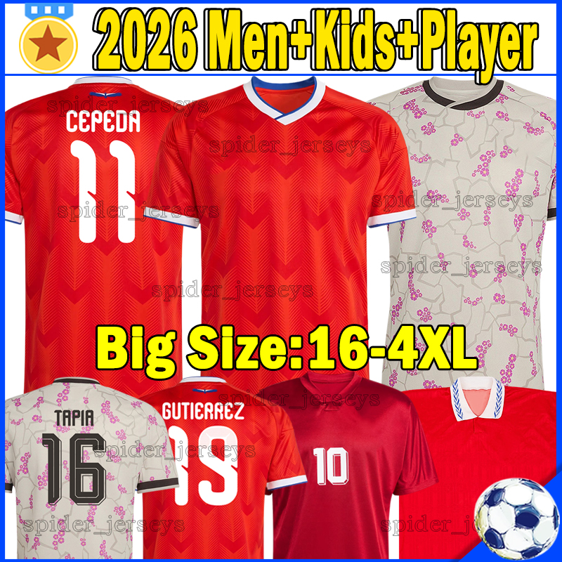 XXXL 4XL 2026 Maillots de football Chili Rétro 1982 94 95 98 2004 14 17 CEPEDA TAPIA GUTIERREZ LOYOLA 26 27 Seleccion Chilena de Futbol hommes Fe