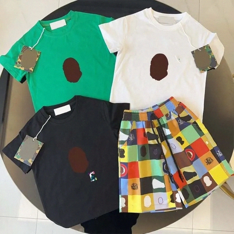 Kids Clothes Sets Toddlers Baby Tracksuits Monkey Letter Printed Boys Girls Tshirts Designer Shorts Children camo Clothing Short Sleeve T-shirts-image-1100480254