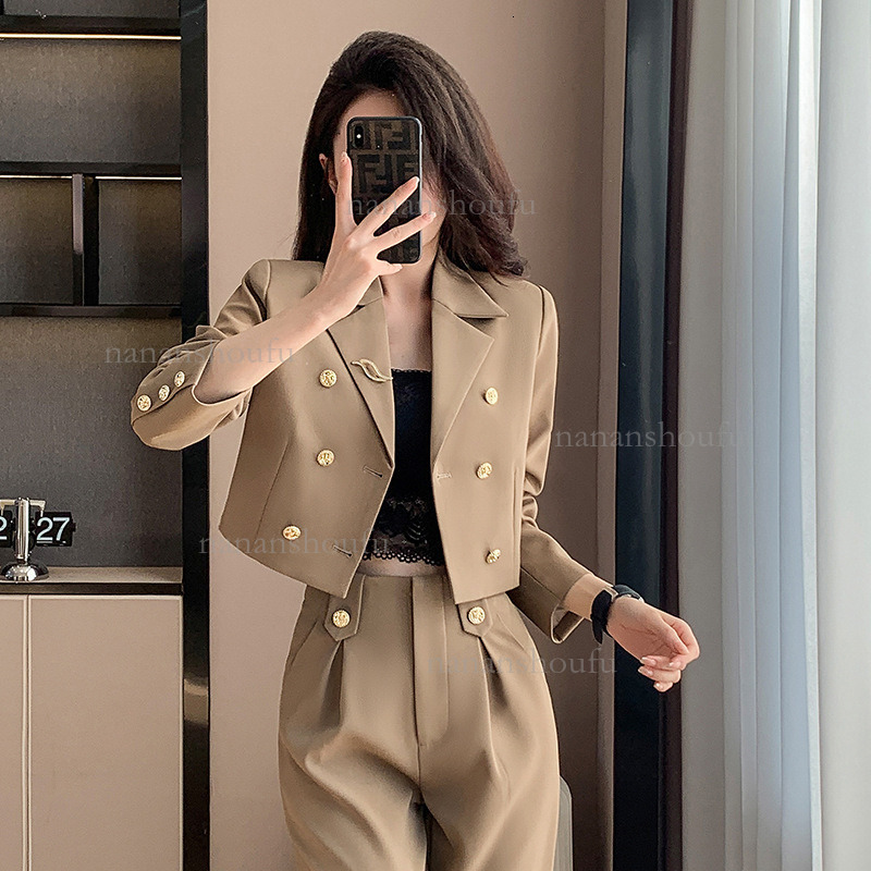 2026 Designer Set High-end Luxury New Women's Simple Double Breasted Business Suit Jacket Slim Fit Casual Pants A-line Sexy Short Skirt Commuti