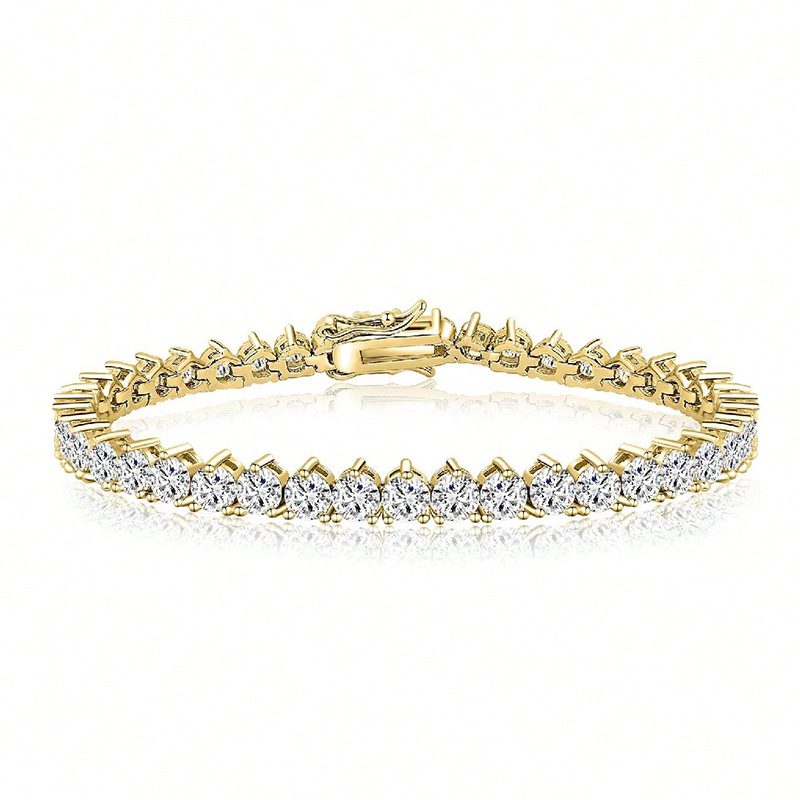 2026 Choucong 18K Gold Fill Wedding Bracelets Classical 3 Claw Jewelry Tennis Round Cut White 5A Zirconia CZ Diamond Party Elegant Women Bangle Gift