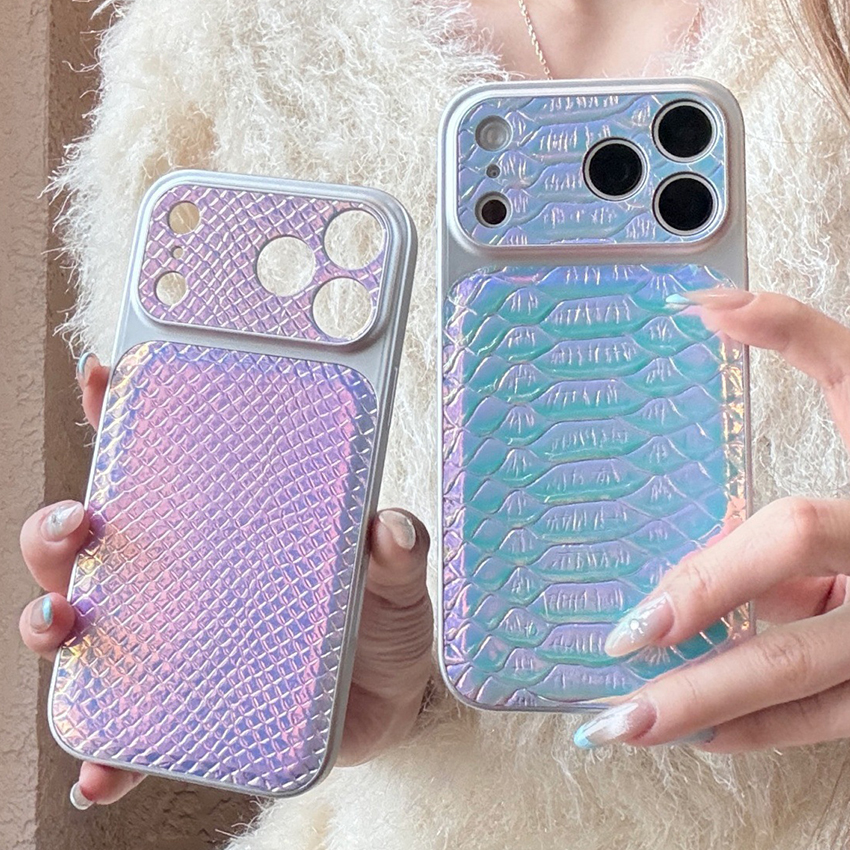 Coque de téléphone à imprimé serpent chatoyant aux couleurs changeantes pour Iphone 17 16 15 14 Pro Max 16Pro Full Wrap 17Promax Phone Case 16Pro