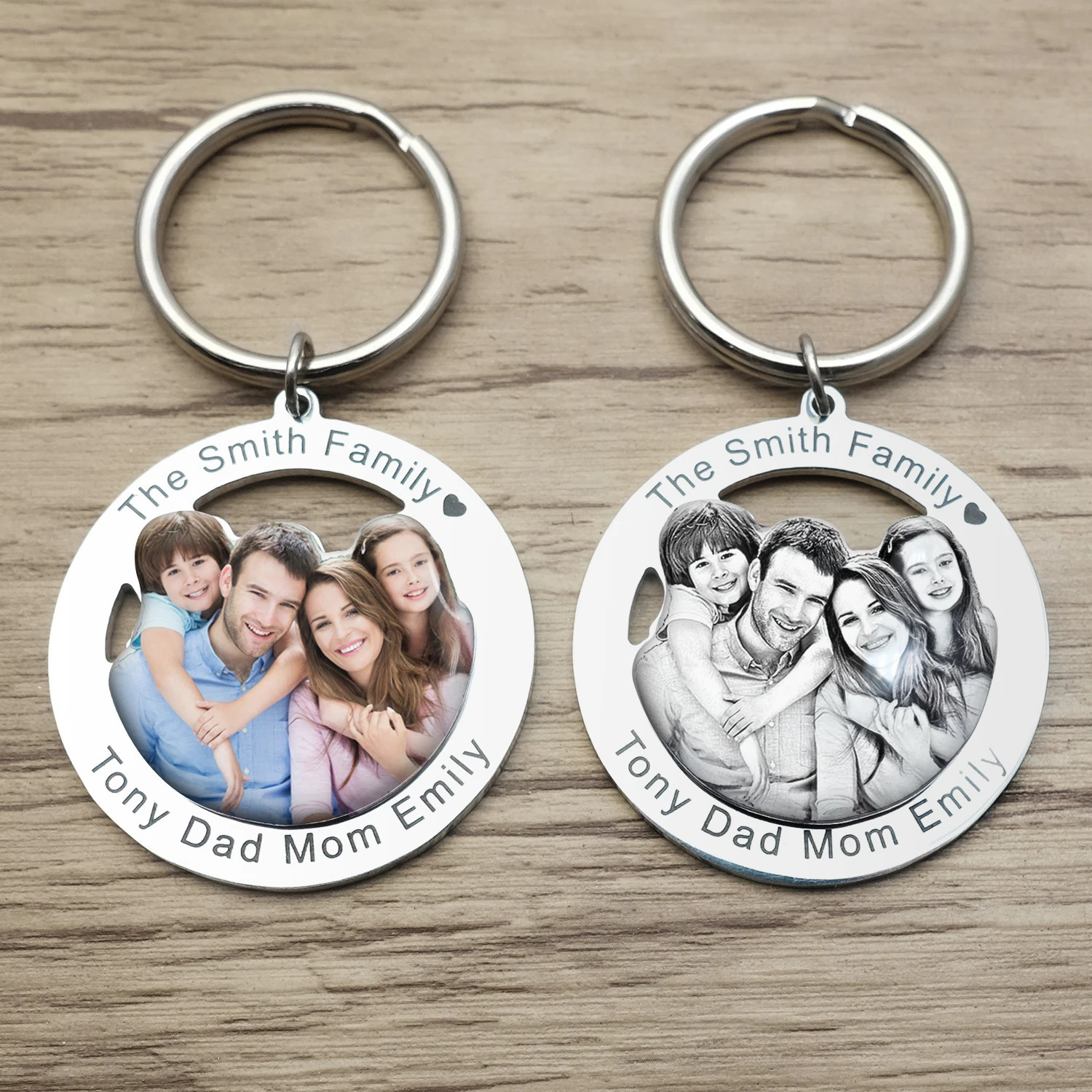 Personalised Po Keychain Custom Picture Keyring Family Portrait Key Chain Engraved Jewelry Gifts for Her Families Member Gift 260403BJ