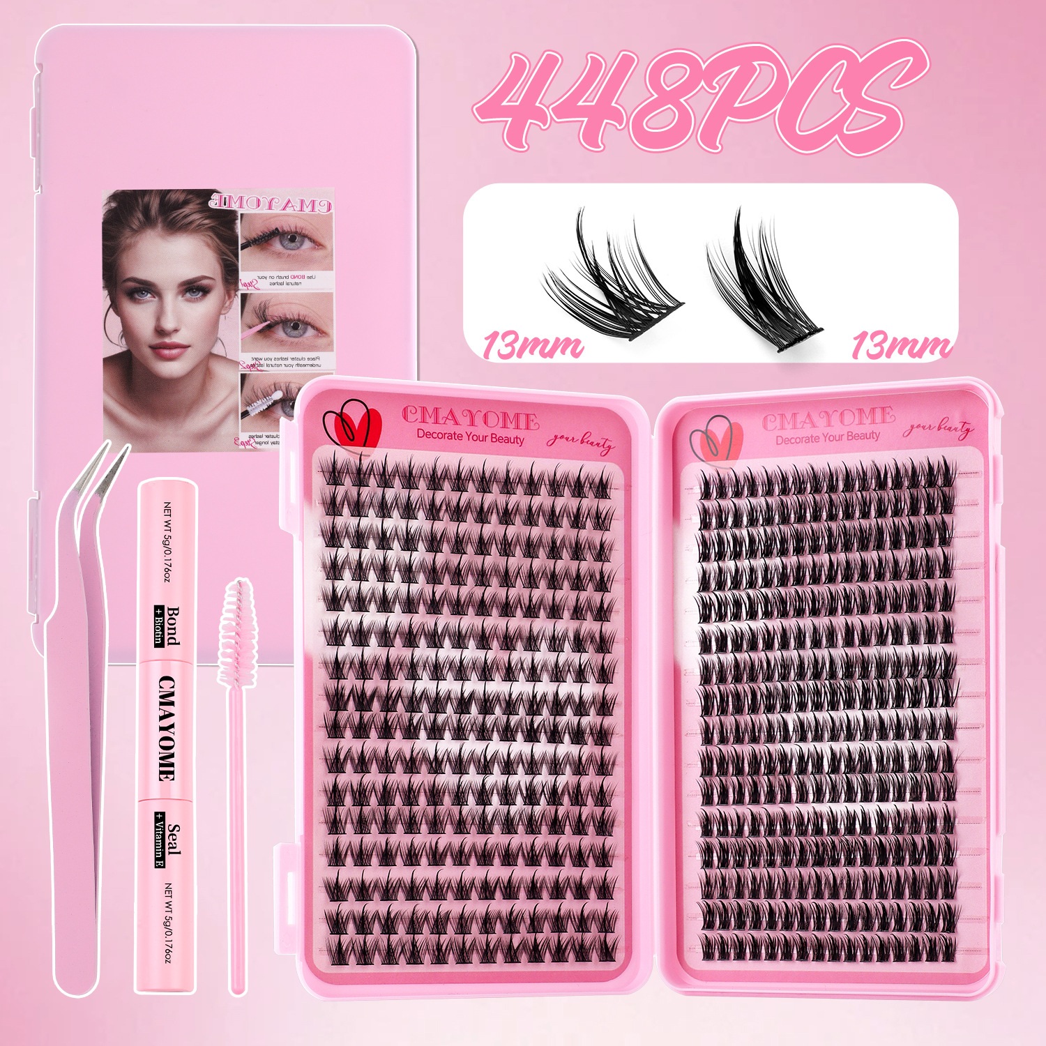 DIY Lash Clusters Fluffy Wispy Eyelash Extension Kit with Lash Bond & Seal Tweezer Handmade Reusable Lashes Natural Looking DIY Individual Eyelas-image-1100443997