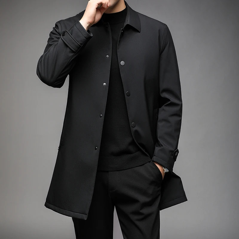 2026 autumn mens high-quality Business Trench Coat single breasted trench coat men long Casual Windbreakers Good Quality jacket 260403BJ