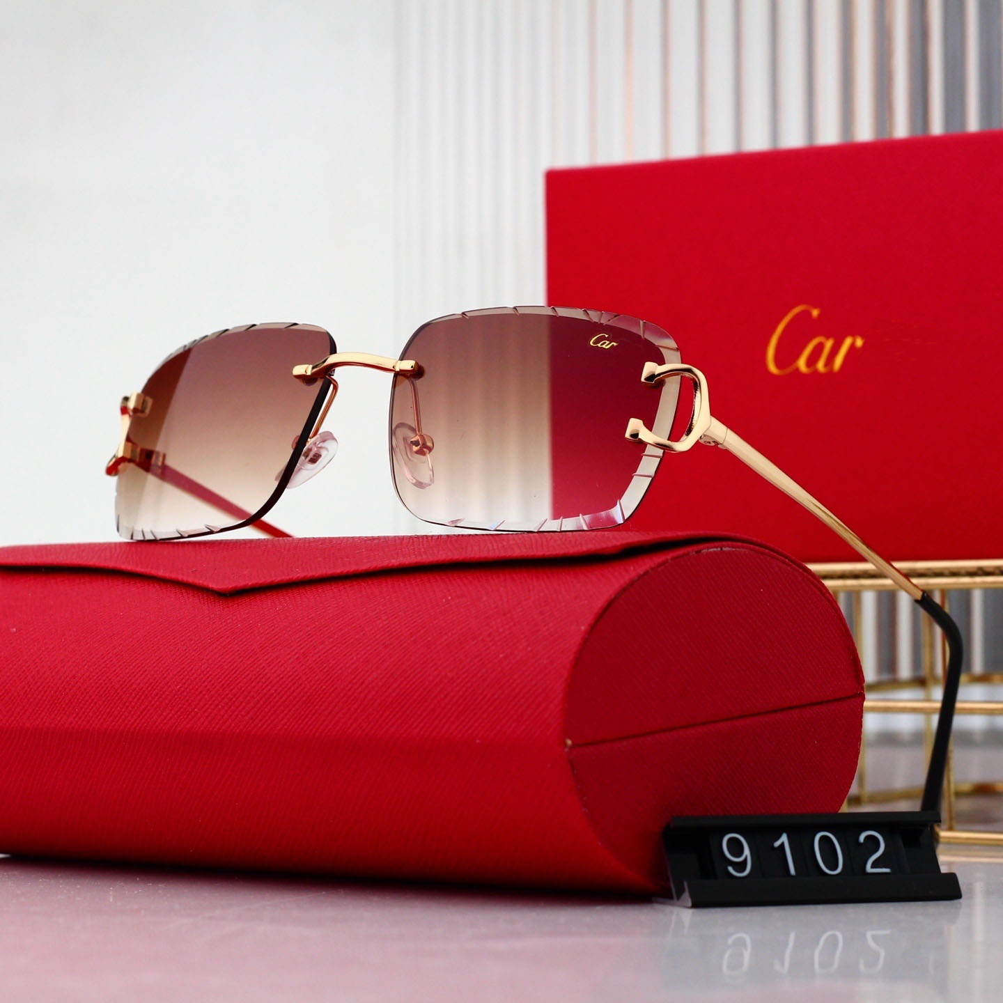 luxury designer sunglasses for women rim cut Metal Rimless Square Ornamental Classic Outdoor Leisure Beach Exquisite man Sunglassess nice