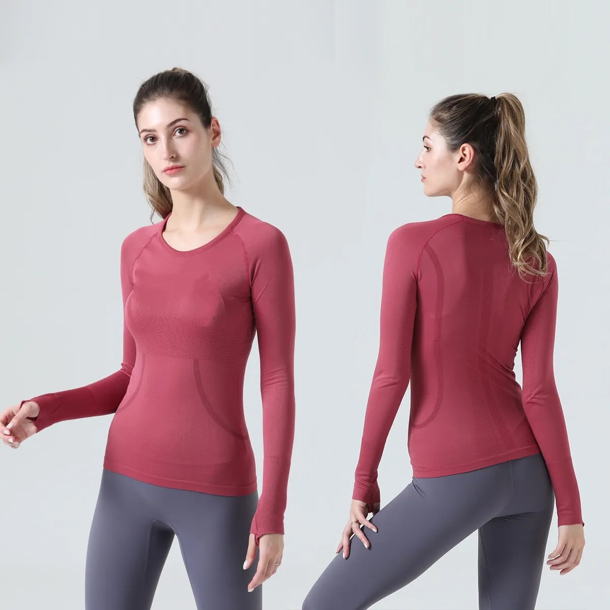 UU-783 Women New Breathe Gym T-shirt Seamless Long Sleeve Sports T-shirt Fitness Yoga Top Sportswear-image-983555189