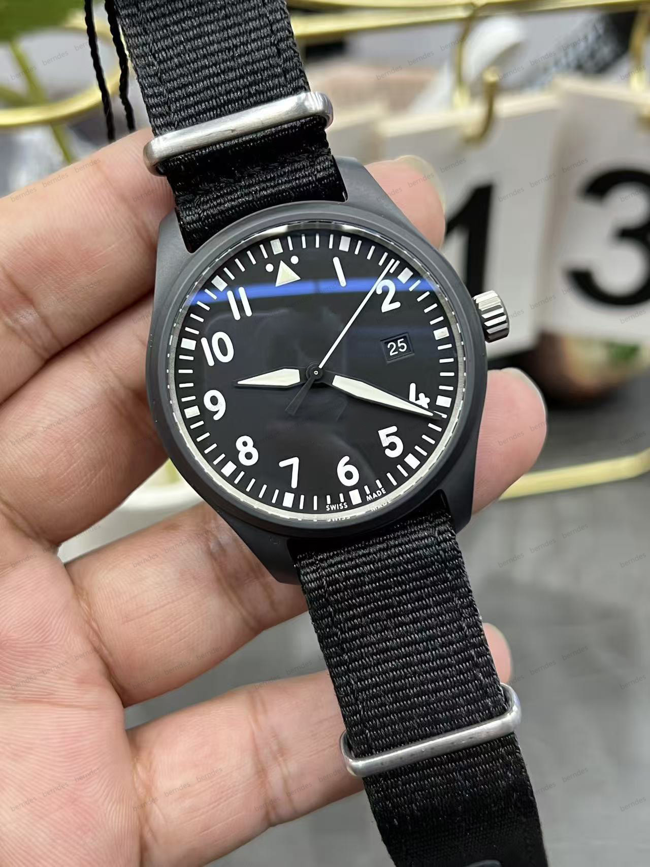 The classic men's business watch pays tribute to the Air Mark 18 Flight Watch, featuring a brushed finish and deep water resistance.