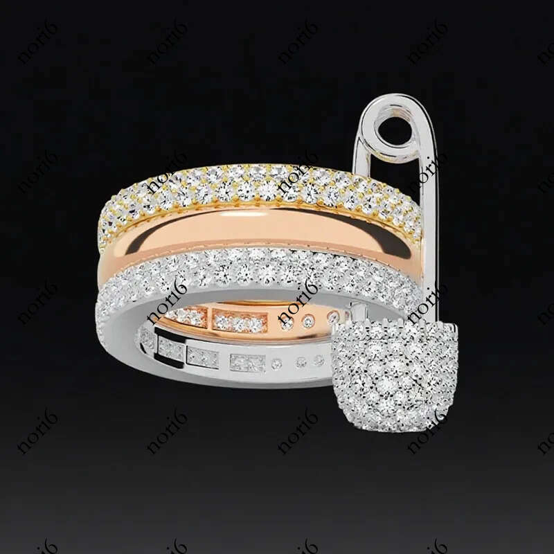 luxury jewelry designer apmmonaco ring for woman engagement Light Luxury Pin RingPersonalized and Elegant Three-Ring Zirconia Diamond Index Finger R