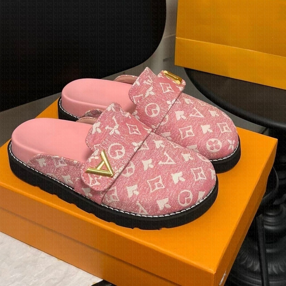 Designer lvs Slipper Flat Scuffs sandals Calfskin Mules cosy clog Letter Printing Comfort Casual Shoes Platfo rm fashion womens fluffy shoe size 35-