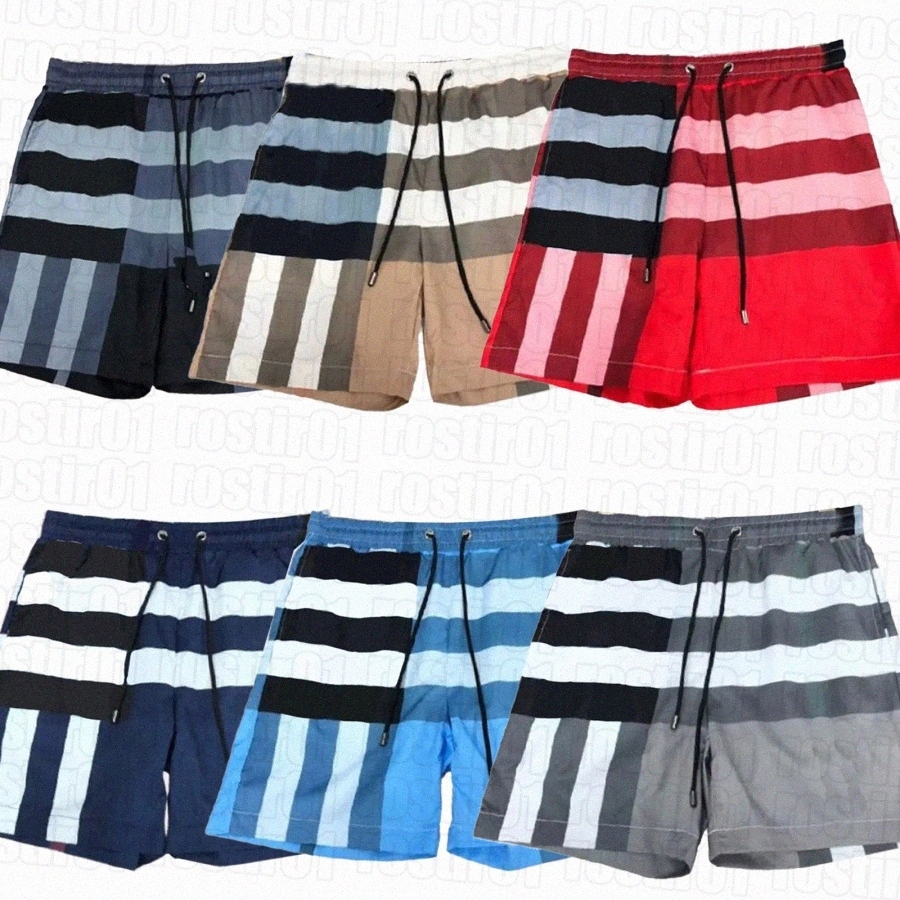 Mens short man swim short Designer Beach Shorts Cotton Fashion Plaid Printed Drawstring Pants Relaxed Homme Casual Streetwear SweatpanttxBS#-image-852327964