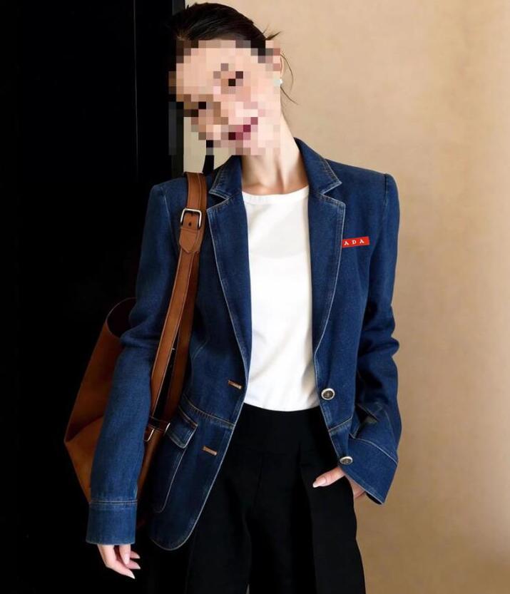 designer jacket women spring jeans jackets long sleeve denim blazer womens coat rada8266