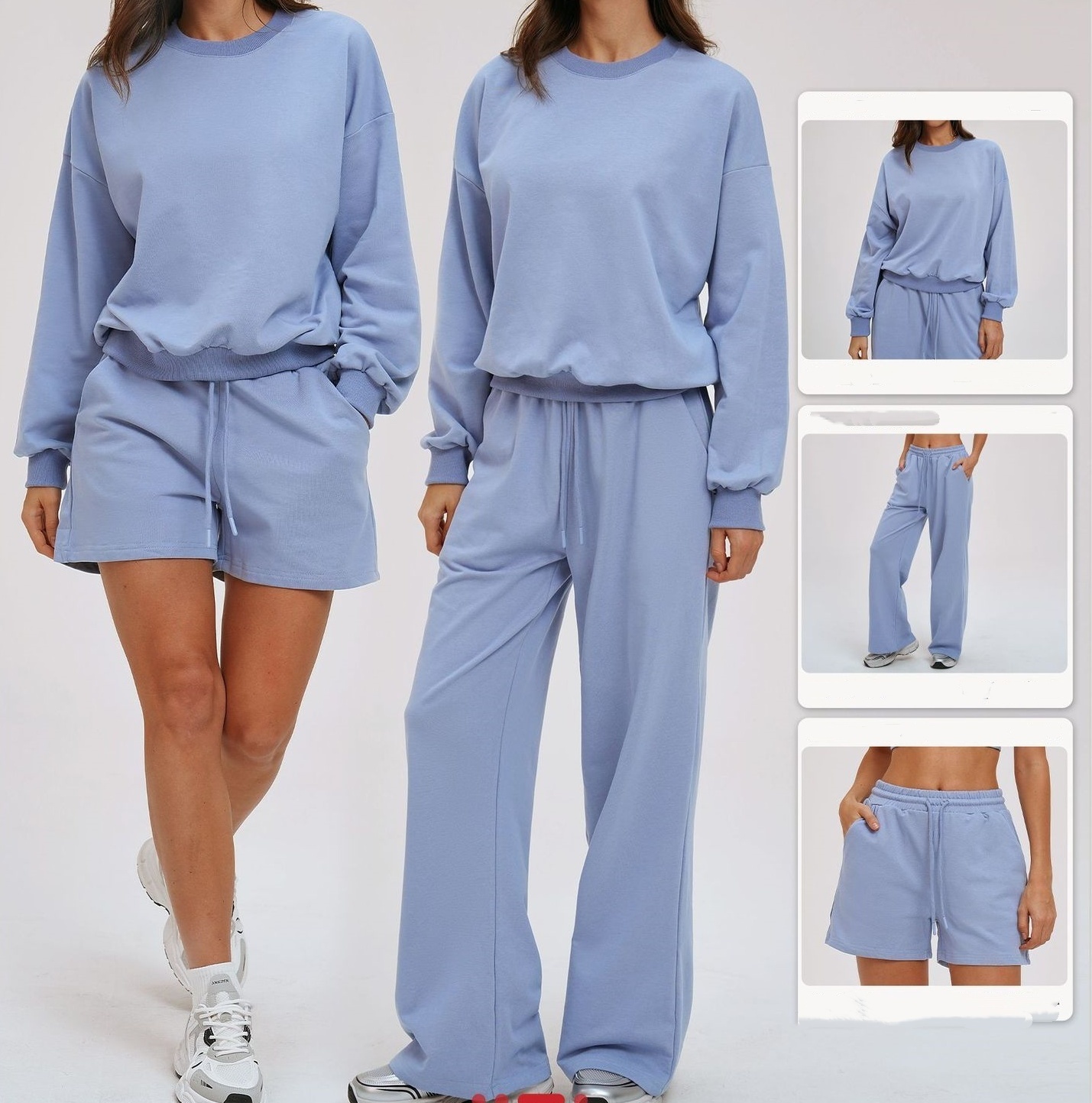 A1771 Sweat-shirts amples et décontractés pour femmes, pull-over de sport de plein air, short de Yoga, course à pied, cyclisme, pantalon de sport