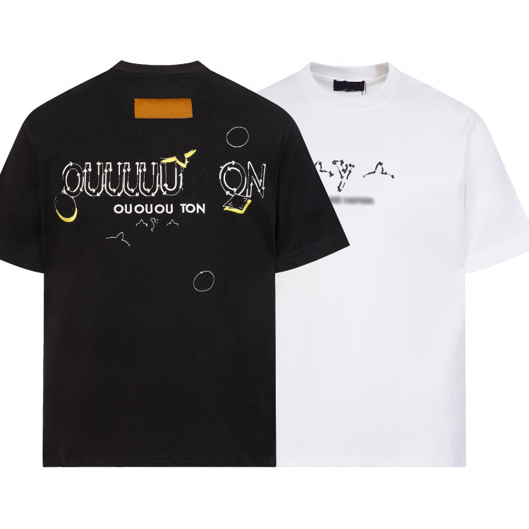 Designer Mens T-shirts Europe Paris Summer Tshirt Simple Short Sleeve Round Neck Europe T Shirt Luxury Casual Paris Embroidery Pattern Black White T