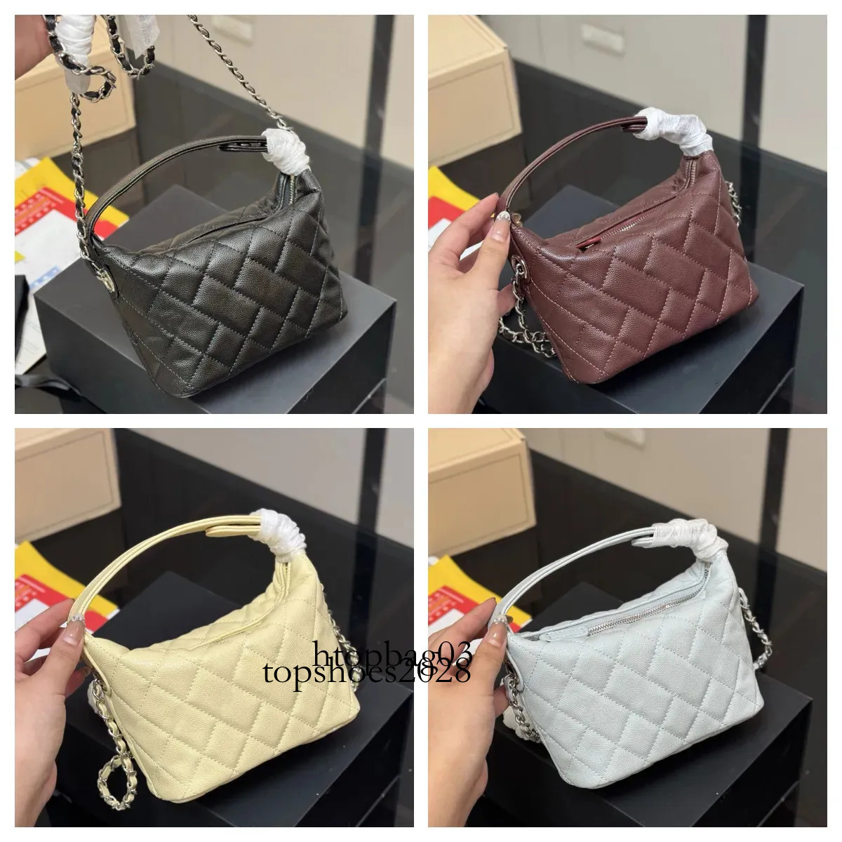 Luxury Bestseller Retro Hobo Lunchbox Star Buckle Diamond Quilted Chain Women's Shoulder Crossbody Bag Handbag Caviar Grain Wallet With Box-image-1109671465