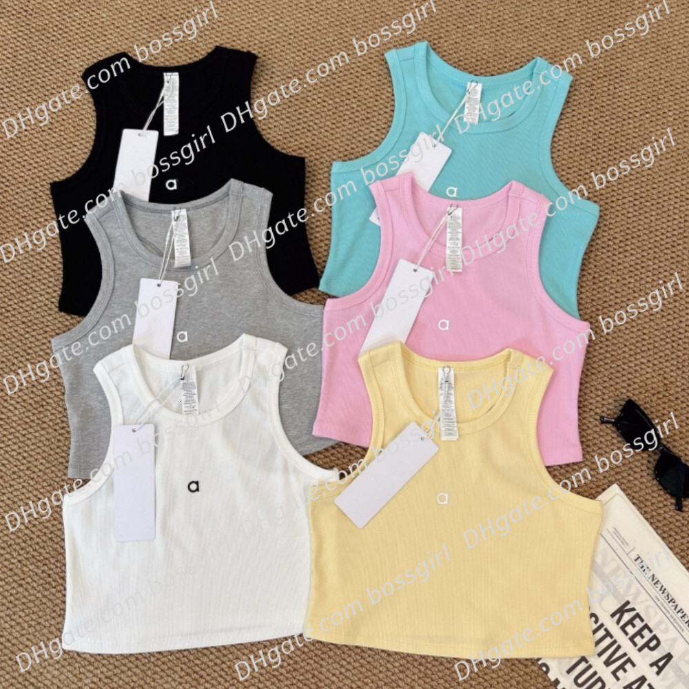 Womens T-Shirt Tank Top Designer Spring Summer New Casual Sports Hot Girl Letter Decor Ribbed Basic Racerback Tops 7 Colors-image-991071575