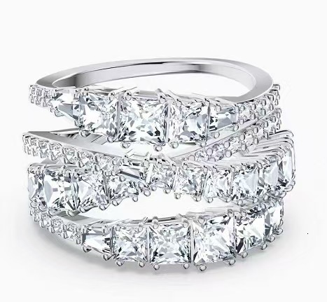 Swan Jewelry Designer swarvoskiily For Woman New Product Spiral Interwoven Ring With Full Diamond Inlay And Ice Flower Design