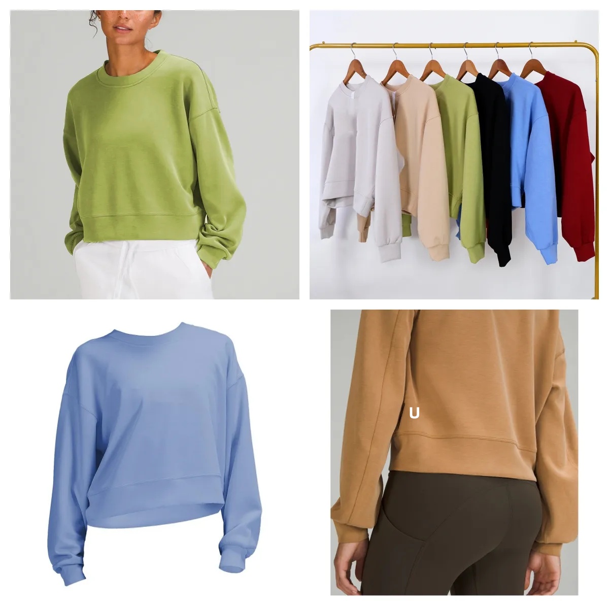 UU-467 Sweatshirts Yoga clothes perfectly oversized autumn womens Fashion hoodies sweater sports round neck long sleeve casual loose top-image-904683160