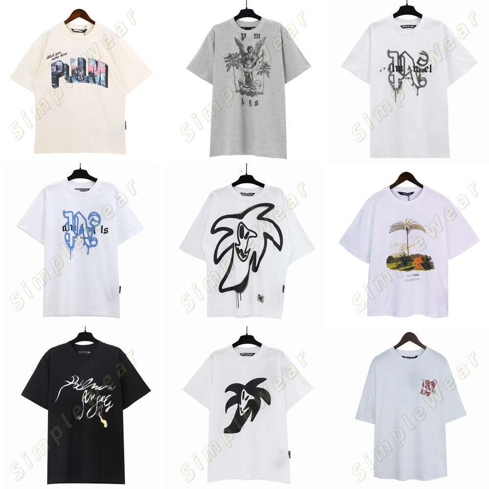 Angeshirt Luxury Mens&Womens Designers Simple Palms T-Shirts Palm Angkes Apparel Athleisure Tracksuit Chest Letter Loose Clothing Shirts Sleeves 307