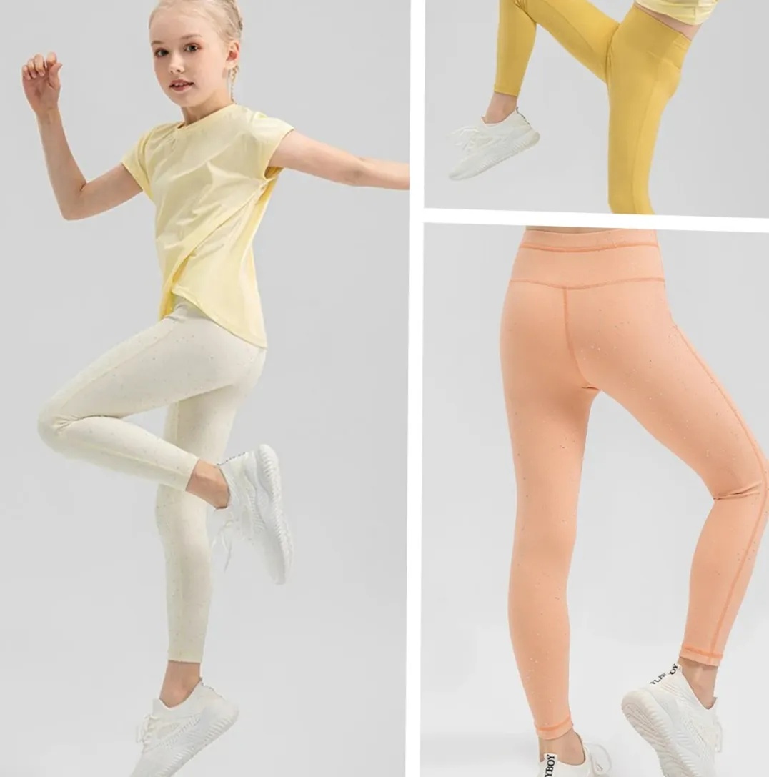 UU1455 Girl Sports Legging Training Tight Elastic Breathable Pants Running Pants Children Dance Training Fitness Pants Kids Leggings-image-941969304