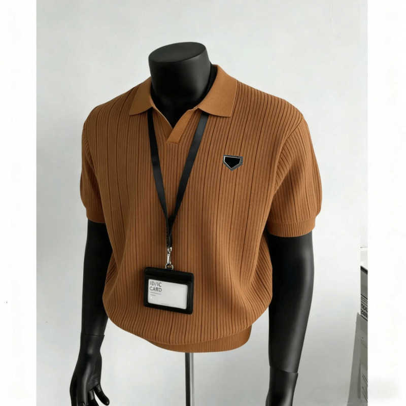 Men's T-Shirts Designer textured old money style knitted polo collar short sleeve men's summer slim fit top with cool feel A9G0