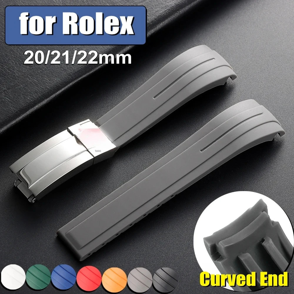 Arc Rubber Watchband 202122mm for Daytona YachtMaster Flexible Comfortable Silicone Folding Buckle Curved Strap 2026 260403