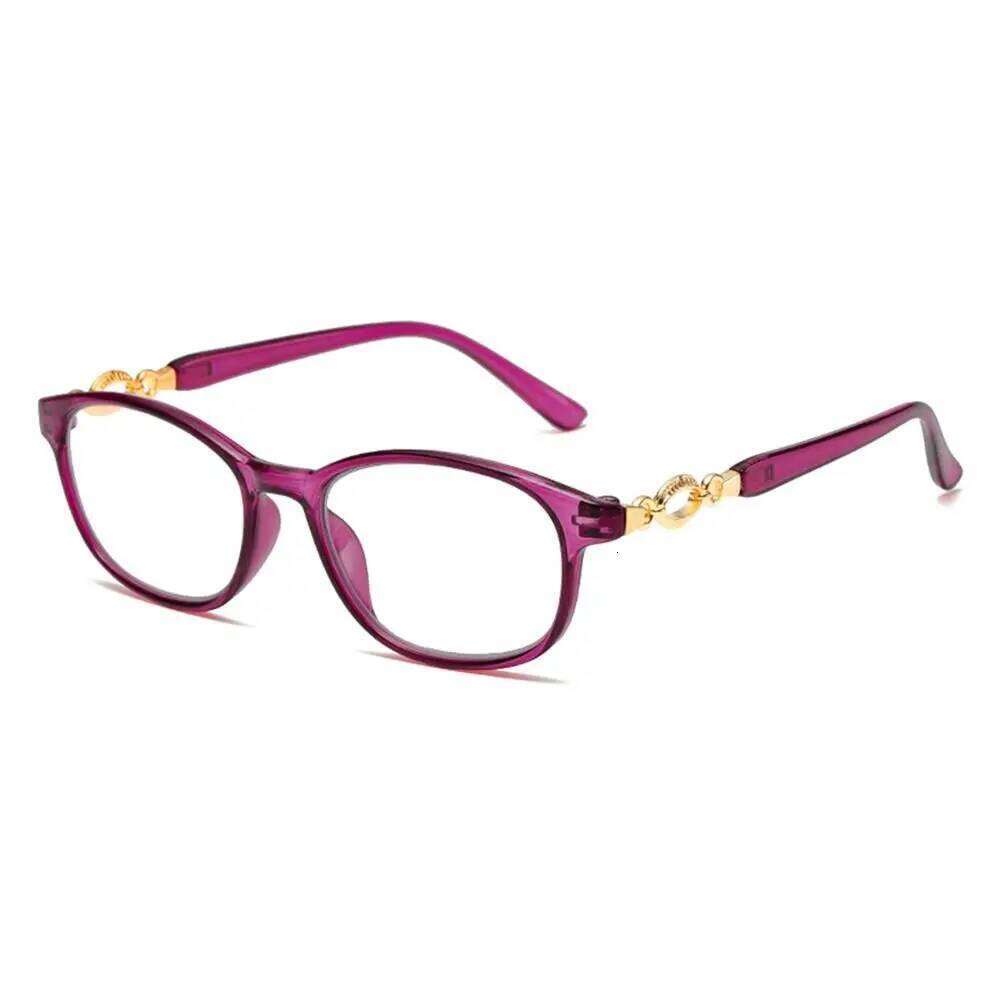 Fashion Sunglasses Frames Cat Eye Eyewear With Gold Chain Detail Metal Accent Round Shape Purple Color For Women Daily Wear
