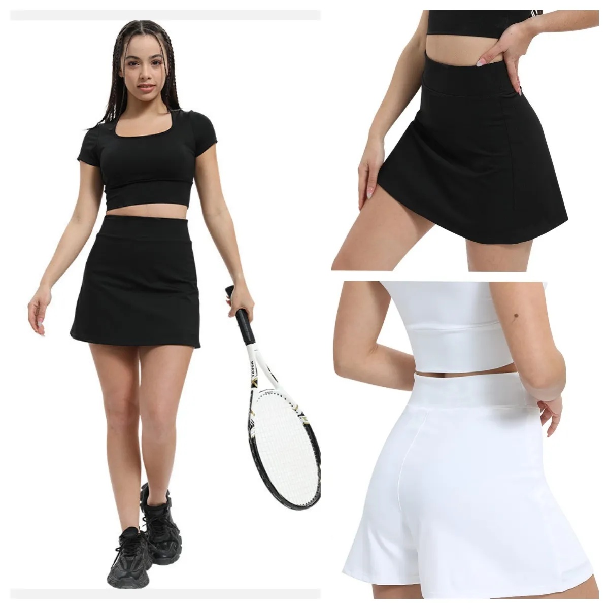 UUwomen-2088 Women Yoga Tennis Pace Rival Skirt Gym Clothes Womens Designer Clothing Outdoor Sport Running Fitness A-line Sports Yoga Short Skirt-image-956254548