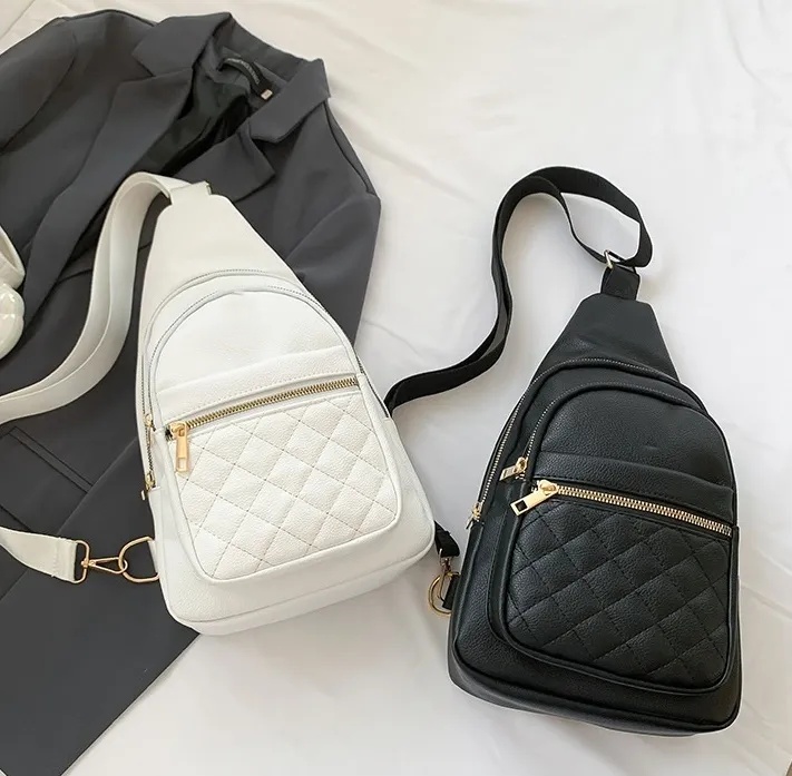 LU-1831 Sac à bandoulière en cuir souple pour femmes, sac à bandoulière simple, sac banane de sport, sac de poitrine diagonale