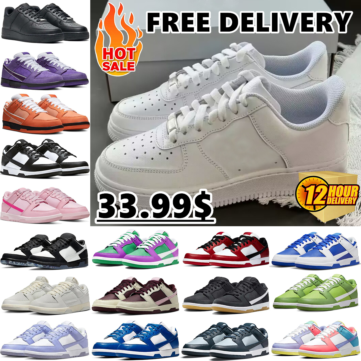 2026 New style 1 Classic Low Sneakers For Men Women Panda Triple White Black Grey Breathable Trainers Design Sports Shoes