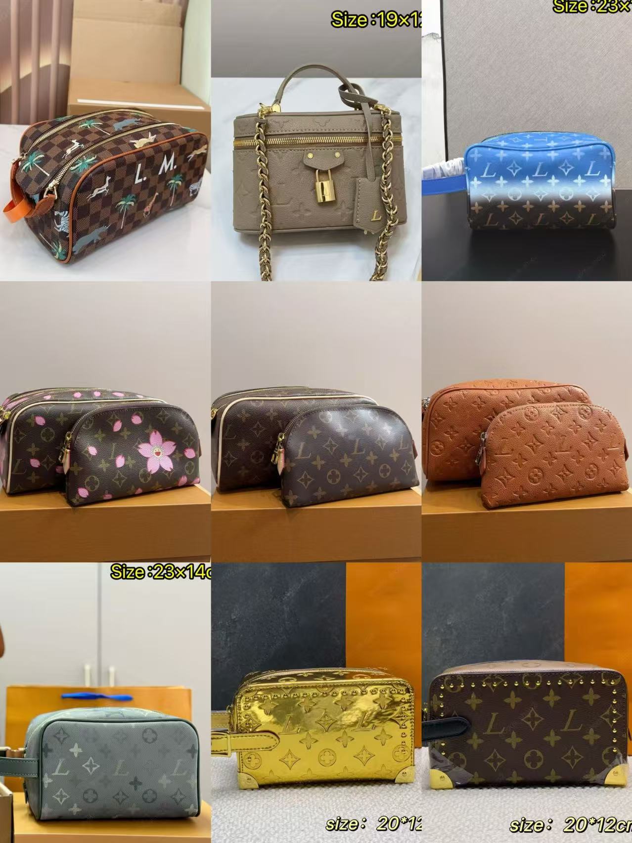 Designer high quality toilet bag makeup bag classic monogram old flower leather retro fashion everyday toiletries cosmetics can be packed travel ess